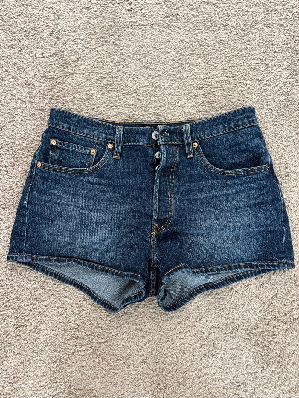Levi's Dark Blue Button-Fly Denim Shorts